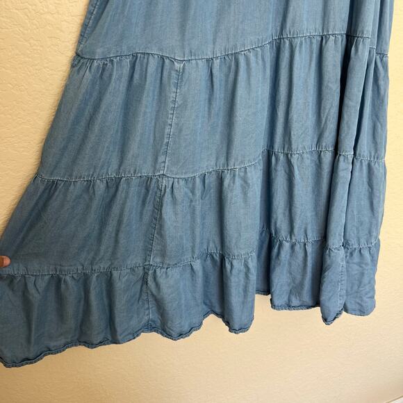 Torrid Chambray Blue Tiered Sleeveless Shift Dress Lyocell Size 3 (3X) - Picture 6 of 11